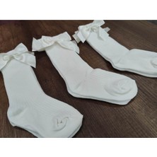 Leement Socks Kız Çocuk 3 Çift Aksesuarlı Fiyonklu Pamuklu Diz Altı Çorap