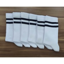Leement Socks Erkek 6 Çift Kolej Şerit Desen Pamuklu Spor Çorap