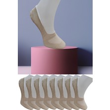 Leement Socks Dikişsiz 8 Çift Penye Görünmez Babet Çorap Slikon Kaydırmaz Bantlı