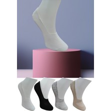 Leement Socks Dikişsiz 4 Çift Penye Görünmez Babet Çorap Slikon Kaydırmaz Bantlı