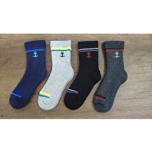 Leement Socks Çocuk 4 Çift Kalın Havlu Termal Çorap Burun Dikişsiz Seri