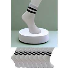 Leement Socks Dikişsiz 8 Çift Düz Şeritli Orta Konç Spor Çorap