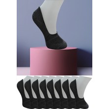 Leement Socks Dikişsiz 8 Çift Penye Görünmez Babet Çorap Slikon Kaydırmaz Bantlı