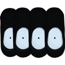 Leement Socks Çocuk Babet Çorap 4 Çift Penye Pamuklu Burun Dikişsiz Slikon Bantlı Görünmez Çorap