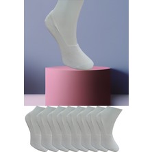Leement Socks Dikişsiz 8 Çift Penye Görünmez Babet Çorap Slikon Kaydırmaz Bantlı