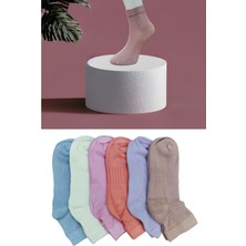 Leement Socks Kadın 6 Çift Burun Dikişsiz Bambu Orta Konç Çorap