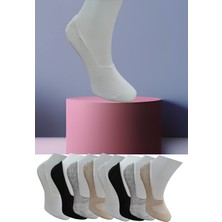 Leement Socks Dikişsiz 8 Çift Penye Görünmez Babet Çorap Slikon Kaydırmaz Bantlı