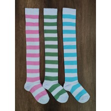 Leement Socks Kadın 3 Çift Diz Üstü Şık Pamuklu Çorap