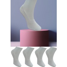 Leement Socks Dikişsiz 4 Çift Penye Görünmez Babet Çorap Slikon Kaydırmaz Bantlı