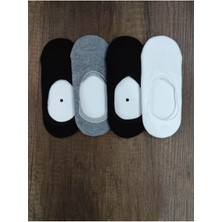 Leement Socks Çocuk Babet Çorap 4 Çift Penye Pamuklu Burun Dikişsiz Slikon Bantlı Görünmez Çorap