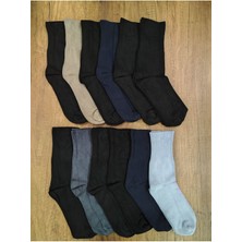 Leement Socks Erkek Bambu Lastiksiz Çorap Orta Kalın 12 Çift Dikişsiz