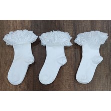 Leement Socks Kız Çocuk 3 Çift Aksesuarlı Dantelli Çorap Pamuklu