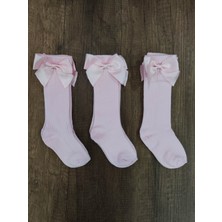 Leement Socks Kız Çocuk 3 Çift Aksesuarlı Fiyonklu Pamuklu Diz Altı Çorap