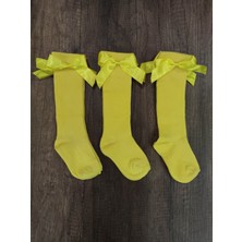 Leement Socks Kız Çocuk 3 Çift Aksesuarlı Fiyonklu Pamuklu Diz Altı Çorap