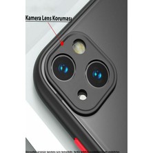 Case World Caseworld Apple iPhone 14 Promax Kılıf Kamera Korumalı Silikon Kenarlı Renkli Düğmeli Arkası Mat Arka Kapak - Siyah