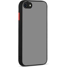 Case World Caseworld Apple iPhone Se 3 2022 Kılıf Kılıf Kamera Korumalı Silikon Kenarlı Renkli Düğmeli Arkası Mat Arka Kapak - Siyah