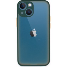 Case World Caseworld Apple iPhone 15 Kılıf Kamera Korumalı Silikon Kenarlı Renkli Düğmeli Arkası Mat Arka Kapak - Yeşil