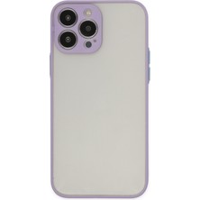 Case World Caseworld Apple iPhone 15 Pro Kılıf Kamera Korumalı Silikon Kenarlı Renkli Düğmeli Arkası Mat Arka Kapak - Lila