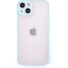 Case World Caseworld Apple iPhone 15 Kılıf Kamera Korumalı Silikon Kenarlı Renkli Düğmeli Arkası Mat Arka Kapak - Turkuaz