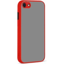 Case World Caseworld Apple iPhone Se 2 2020 Kılıf Kılıf Kamera Korumalı Silikon Kenarlı Renkli Düğmeli Arkası Mat Arka Kapak - Kırmızı