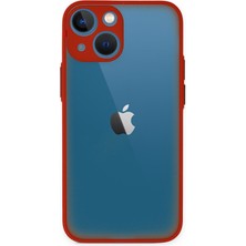 Case World Caseworld Apple iPhone 14 Plus Kılıf Kamera Korumalı Silikon Kenarlı Renkli Düğmeli Arkası Mat Arka Kapak - Kırmızı