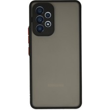 Case World Caseworld Samsung Galaxy A52 Kılıf Kamera Korumalı Silikon Kenarlı Renkli Düğmeli Arkası Mat Arka Kapak - Siyah