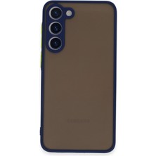 Case World Caseworld Samsung Galaxy S23 Kılıf Kamera Korumalı Silikon Kenarlı Renkli Düğmeli Arkası Mat Arka Kapak - Lacivert