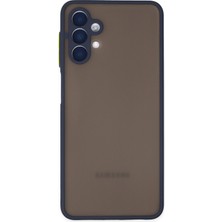 Case World Caseworld Samsung Galaxy A04S Kılıf Kamera Korumalı Silikon Kenarlı Renkli Düğmeli Arkası Mat Arka Kapak - Lacivert