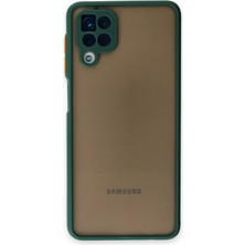 Case World Caseworld Samsung Galaxy A12 Kılıf Kamera Korumalı Silikon Kenarlı Renkli Düğmeli Arkası Mat Arka Kapak - Yeşil