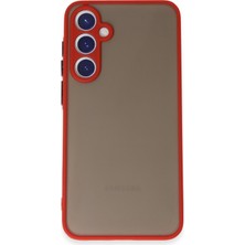 Case World Caseworld Samsung Galaxy S22 Plus Kılıf Kamera Korumalı Silikon Kenarlı Renkli Düğmeli Arkası Mat Arka Kapak - Kırmızı