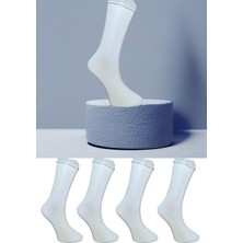 Leement Socks 4 Çift Lastiksiz Çorap Burun Dikişsiz Pamuklu Seri Beyaz