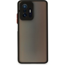 Case World Caseworld Xiaomi Mi 11T Kılıf Kamera Korumalı Silikon Kenarlı Renkli Düğmeli Arkası Mat Arka Kapak - Siyah