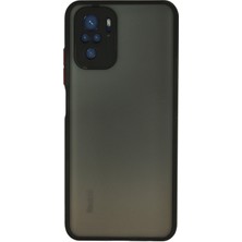 Case World Caseworld Xiaomi Redmi Note 10 Kılıf Kamera Korumalı Silikon Kenarlı Renkli Düğmeli Arkası Mat Arka Kapak - Siyah