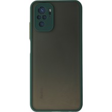 Case World Caseworld Xiaomi Redmi Note 10 Kılıf Kamera Korumalı Silikon Kenarlı Renkli Düğmeli Arkası Mat Arka Kapak - Yeşil