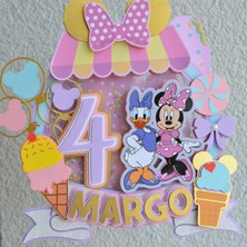 Cake Topper Minnie Mouse Daisy Temalı Kız Çocuk Doğum Günü Süsü Minnie Pasta Süsü Parti Malzemesi Cake Topper (20X21CM)