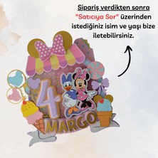 Cake Topper Minnie Mouse Daisy Temalı Kız Çocuk Doğum Günü Süsü Minnie Pasta Süsü Parti Malzemesi Cake Topper (20X21CM)