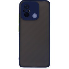 Kzy Xiaomi Redmi 12C Kılıf Kamera Korumalı Silikon Kenarlı Renkli Düğmeli Arkası Mat Arka Kapak - Lacivert