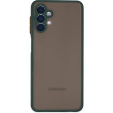 Kzy Samsung Galaxy A04S Kılıf Kamera Korumalı Silikon Kenarlı Renkli Düğmeli Arkası Mat Arka Kapak - Yeşil