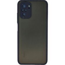 Kzy Xiaomi Poco M5S Kılıf Kamera Korumalı Silikon Kenarlı Renkli Düğmeli Arkası Mat Arka Kapak - Lacivert