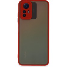 Caseart Xiaomi Redmi Note 12S Kılıf Kamera Korumalı Silikon Kenarlı Renkli Düğmeli Arkası Mat Arka Kapak - Kırmızı