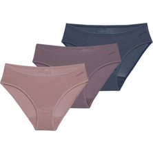 Blackspade Kadın Slip Külot 3'lü Paket Essential 1575 - Mor Pembe Denim