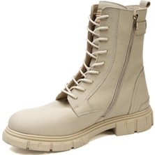 Greyder 32720 Kadın Ekru Hakiki Deri Military Bot