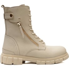Greyder 32720 Kadın Ekru Hakiki Deri Military Bot