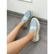 Erva'nın Butiği Açık Kot Mavi (Fabio) Üç Tokalı Kadın Loafer