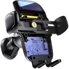 Newface Yesido C164 Izgara Klipsli Güneş Enerji Panelli 110MAH Bataryalı 180 Derece Ayarlanabilir Kablosuz Şarjlı Araç Tutucu - Siyah