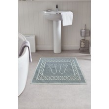Bonny Home Soffy Doğal Pamuklu Gri & Gri Ayak Paspası Ayak Havlusu 50 x 70  cm  Banyo Paspası