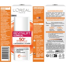 L'oréal Paris Revitalift Clinical Spf 50+ Günlük Yüksek Uv Korumalı Yüz Güneş Kremi 50ML Cep Aynası Hediyeli