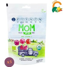 Mom Organik Lolipop (Çilek, Karpuz, Yaban Mersini ve C Vitamini)  3'lü Paket