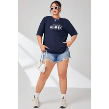 Only Trend Wear Büyük Beden Moonphases Baskılı Süper Oversize Tshirt