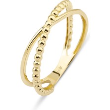 Kairos Jewelry 14 Ayar Altın Sade Çapraz Yüzük KRS120-14GR